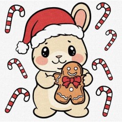 Картина по номерам "Кролик с пряником" 18х18см