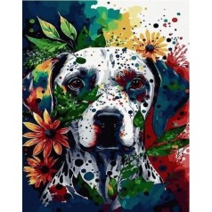 Картина по номерам "Пес среди цветов" 40х50 см