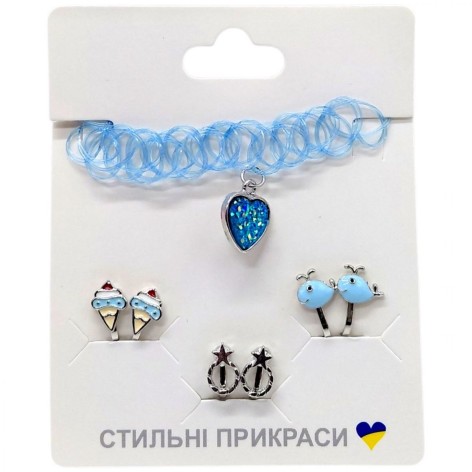 Набор аксессуаров для девочек, серьги пакет (ГОЛУБОЙ)