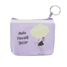 Детский кошелёк  девушка с зонтиком фиолетовый
