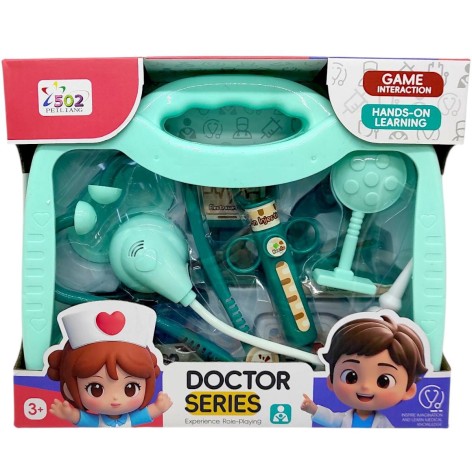 Докторский набор в чемодане (БИРЮЗОВЫЙ) коробка - 27,5х7х23 см