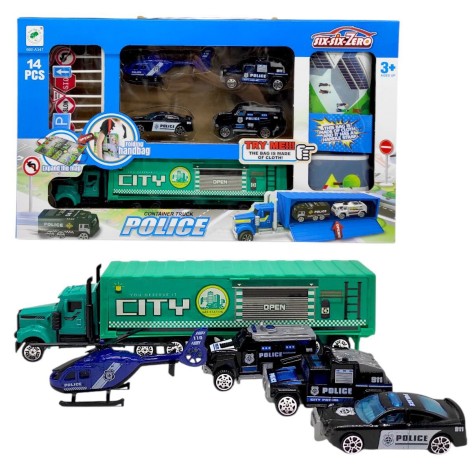 Автопарковка "Полиция" (4 металлопластиковые машинки, карта-коврик)