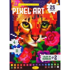 Видання для дозвілля серія PIXEL  ART піксельна розмальовка Котик