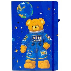 Блокнот "Мишка-космонавт" твердый переплет, А5 (СИНИЙ)