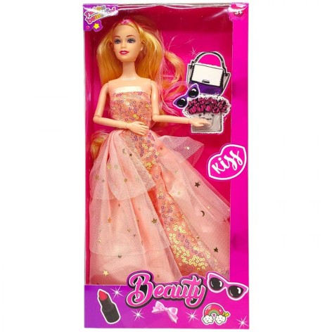 Лялька, 29 см (РОЖЕВА СУКНЯ)