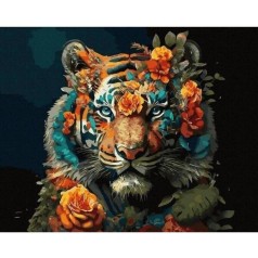 Картина по номерам "Тигр в цветах" 40х50 см