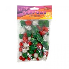 Помпоны блестящие, разные размеры,3 цвета,80шт