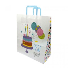 Пакет бумажный с ручками 38х32см Крафт белый (ВИД 1)