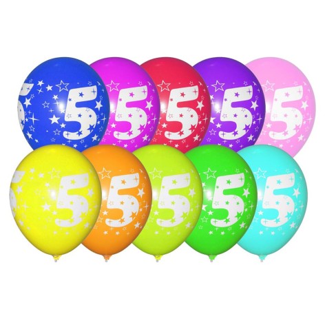 Кульки латексні "Цифра 5", 10 шт