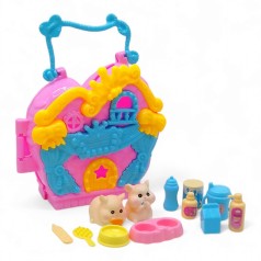 Будиночок з хом'яками та аксесуарами, розовий