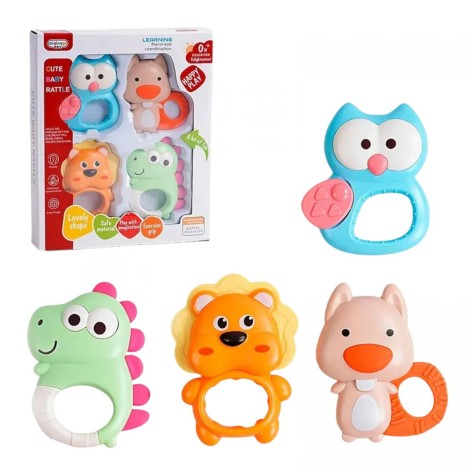 Набор погремушки 4 штуки, прорезыватели, в коробке