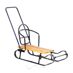 Санки "Королевские" (плоские полозья, с ручкой, цвет синий)