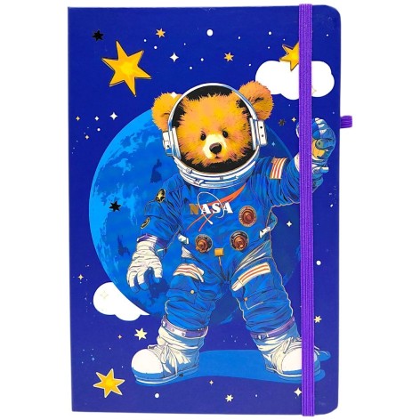 Блокнот "Мишка-космонавт" твердый переплет, А5 (ТЕМНО-СИНИЙ)