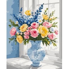 Картина по номерам "Цветы на подоконнике" 40х50 см
