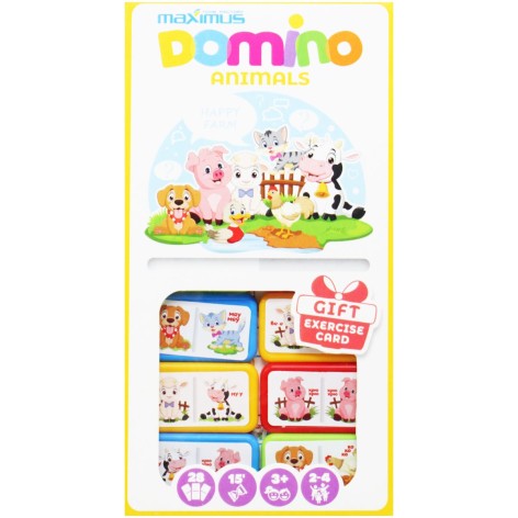 Развивающая игра Домино "ЖИВОТНЫЕ" в коробке