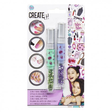 Набір ручок для дизайну нігтів "CREATE IT!" 3 в 1 (зелений, бузковий)