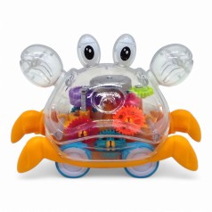 Инерционная игрушка "Краб" на колесиках, с шестернями, свет, звонок (оранжевый)