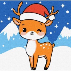 Картина по номерам "Рождественский олененок" 18х18см
