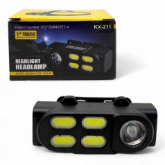 Ліхтарик світлодіодний налобний, акмулятор, USB, в коробці