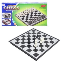 Уценка. Шахматы магнитные 3 в 1 - все фигурки шахмат черные