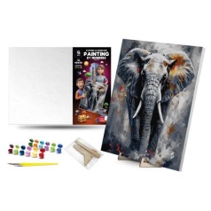 Картина по номерам с красками металлик 40х50 см "Величественный слон" с деревянной подставкой