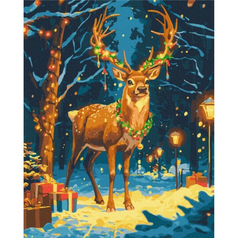 Картина по номерам "Рождественский олень" 40x50 см.