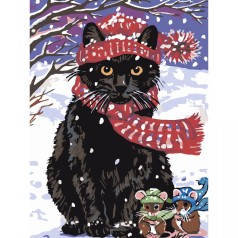 Картина по номерам "Кот и мышата 30х40 см