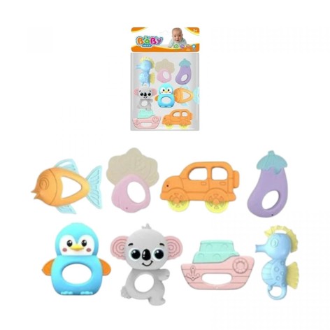 Набор погремушек 8 штук, прорезыватель, в пакете
