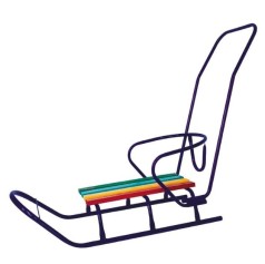 Санки "ЛЮКС КЛАССИК"- С РУЧКОЙ круглые полозья (цвет синий)