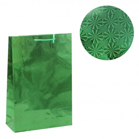 Подарочный пакет "Голографический", зелёный