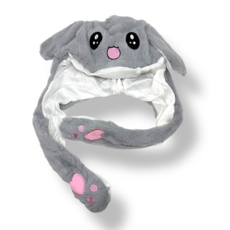 Шапка светящаяся с двигающимися ушками (СЕРАЯ)