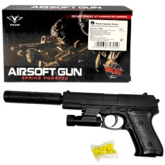 Пистолет с пульками (лазер+синий свет+глушитель)