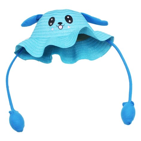 Соломенная шляпа с подвижными ушками (голубая)