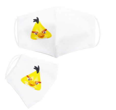 Многоразовая 4-х слойная защитная маска "Angry birds Чак" размер 3, 7-14 лет