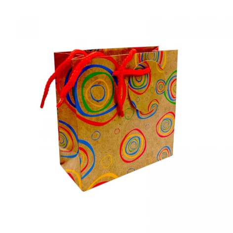 Пакет бумажный 16х16х7 см, радужные круги.