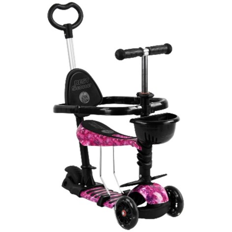 Самокат 5в1 S 5099 (1) Best Scooter, АБСТРАКЦІЯ, із захисним бампером, PU колеса, ПІДСВІЧУВАННЯ КОЛІС, в коробці