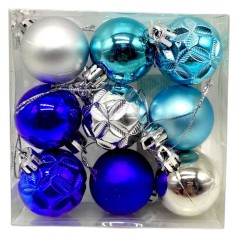 Новорічні прикраси, 9 штук, кульки, D=4 см, у слюді