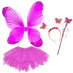 Маскарадний костюм "Крила" з підсвічуванням (крила, спідничка, обруч) РОЖЕВІ