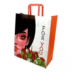 Пакет бумажный с ручками 38х32см Крафт белый (ВИД 3)