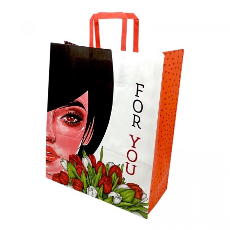 Пакет бумажный с ручками 38х32см Крафт белый (ВИД 3)