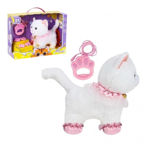 Любимец "Кот", ходит, звуки, аксессуары, на поводке, двигает хвостиком, сенсорные участки, реагирует на плеск в ладони, на батарейках, в коробке