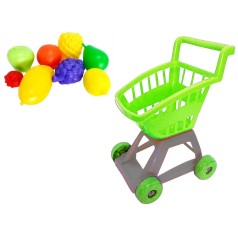 Тележка покупателя с фруктами салатово-серый