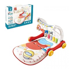 Каталка игр.центр Первые шаги 2в1 с ковриком батар.муз.мир.кор.53*13*37 см.