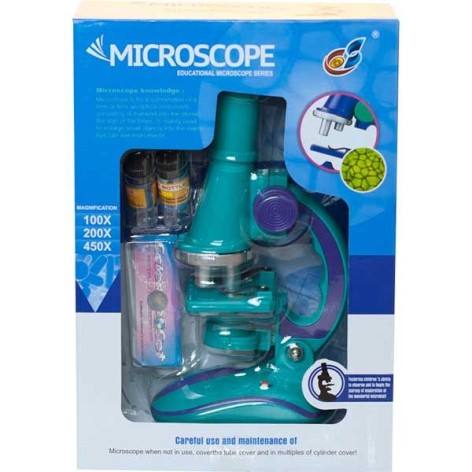 Мікроскоп розмір: 10х8х24 см, в коробці (БІРЮЗОВИЙ)