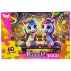 MAXI PUZZLE 60 "ЕДИНОРОГИ НА ЛАВКЕ"