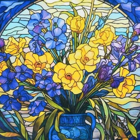 Набір для творчості алмазна картина Вітражні квіти Strateg розміром 30х30 см (DEEX16280)