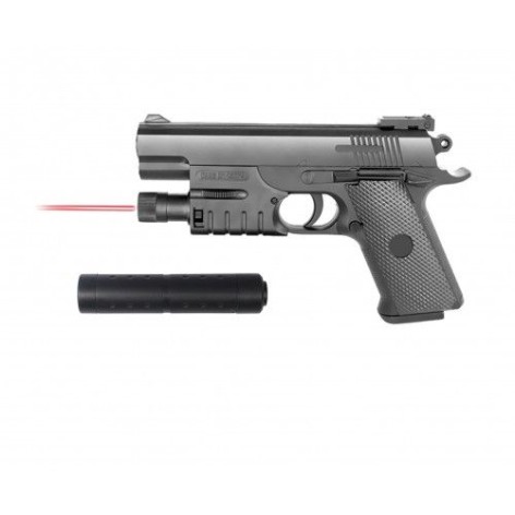 032B Пластиковый пистолет лазер+глушитель