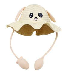 Соломенная шляпа с подвижными ушками (бежевая)