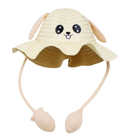 Соломенная шляпа с подвижными ушками (бежевая)