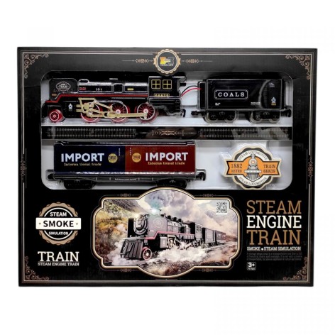 Железная дорога (локомотив, 2 вагона, звуки, подсветка, парогенератор, в коробке)